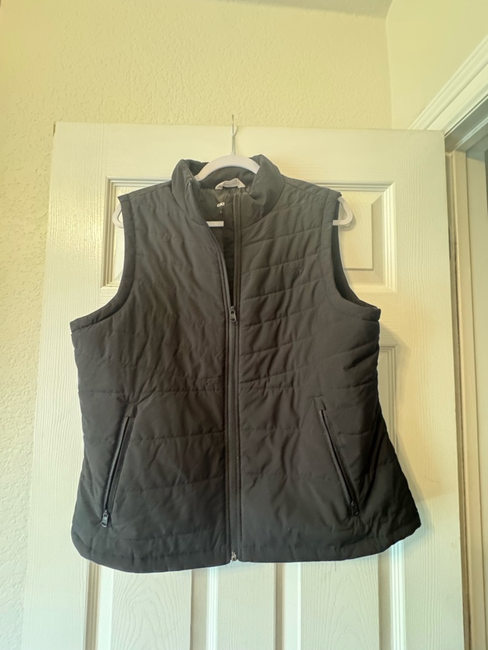 DKNY Black Quilted Stand-Collar Zip Vest